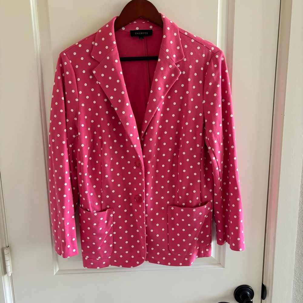 Talbots pink blazer sz L EUC